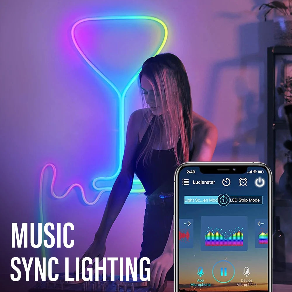 Illuminate Your Space with the RGBIC Neon Light: Smart WiFi-Enabled Rope Light for Customizable Music Sync and Ambient Decor
