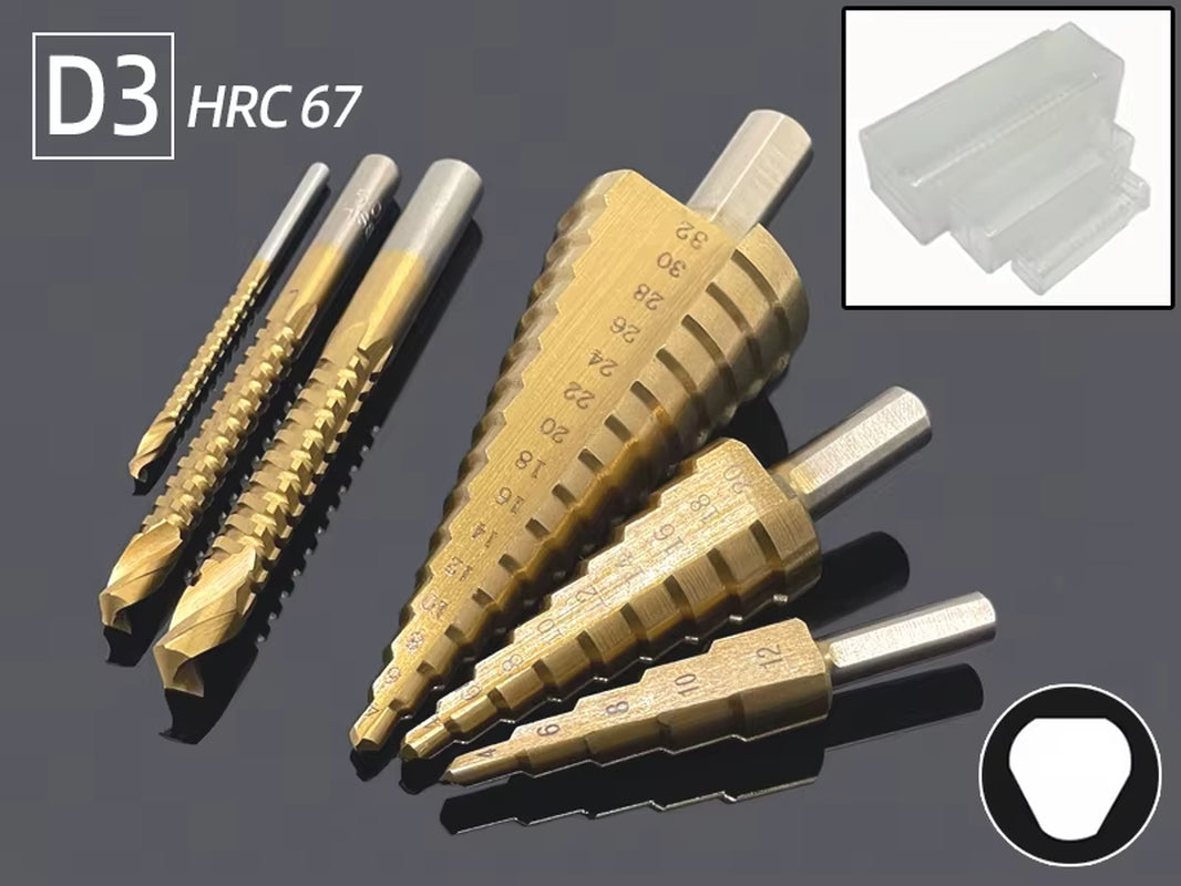 Step Drill Bit Saw Drill Bit Set Titanium 4-12 4-20 4-32Mm Wood Metal Hole Cutter Cone Drills Drilling Tool 3 6 8Mm Twist Drill