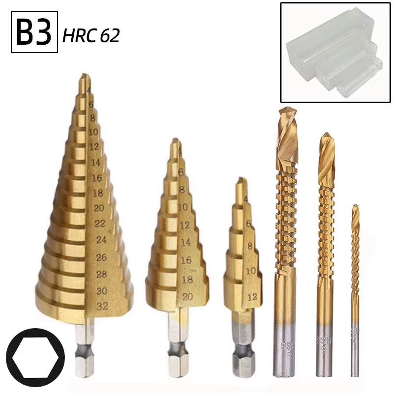 Step Drill Bit Saw Drill Bit Set Titanium 4-12 4-20 4-32Mm Wood Metal Hole Cutter Cone Drills Drilling Tool 3 6 8Mm Twist Drill