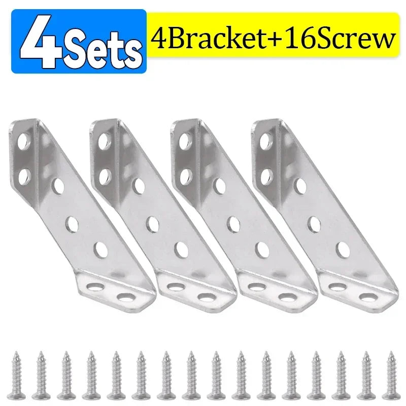 1-10PCS Corner Brackets Stainless Steel Furniture Angle Shelf Connector Cabinet Support Fixing Frame Corner Brace with Screw