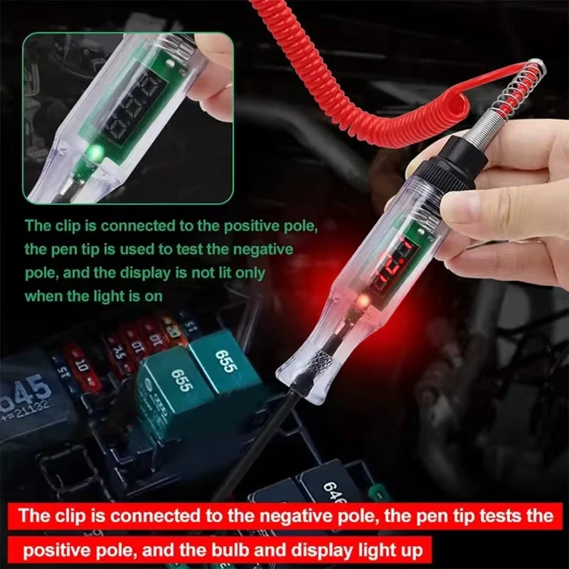 6V 12V 24V Car Truck Voltage Circuit Tester Digital LED Probe Test Pen Auto Diagnostic Repair Tool with Measuring Function