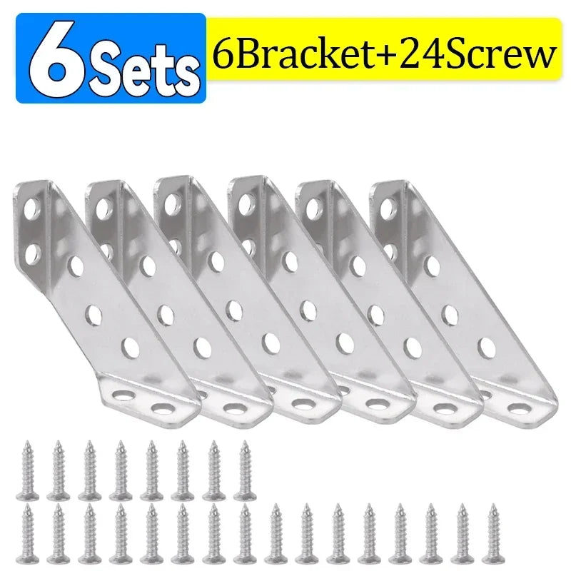 1-10PCS Corner Brackets Stainless Steel Furniture Angle Shelf Connector Cabinet Support Fixing Frame Corner Brace with Screw