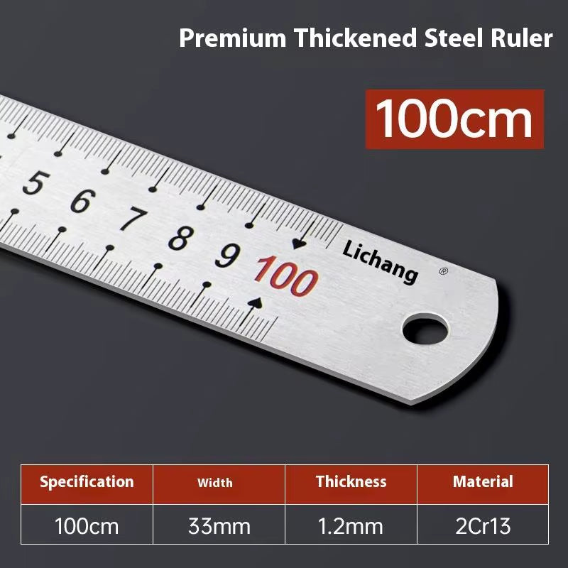 1Pcs 15/20/30/40/50/60100Cm Stainless Steel Metal Straight Ruler for Home School Precision Measuring Tool Drawing Tool Supplies