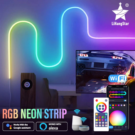 Illuminate Your Space with the RGBIC Neon Light: Smart WiFi-Enabled Rope Light for Customizable Music Sync and Ambient Decor