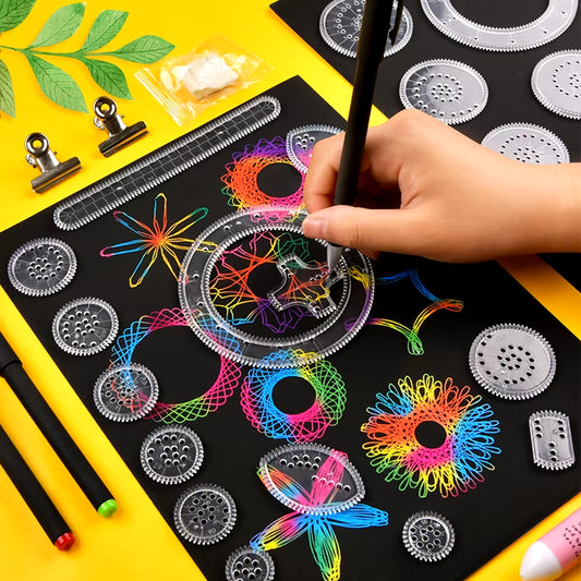 22Pcs Spirograph Drawing Toys Set Interlocking Gears Wheels Painting Drawing Accessories Creative Educational Toy Spirographs