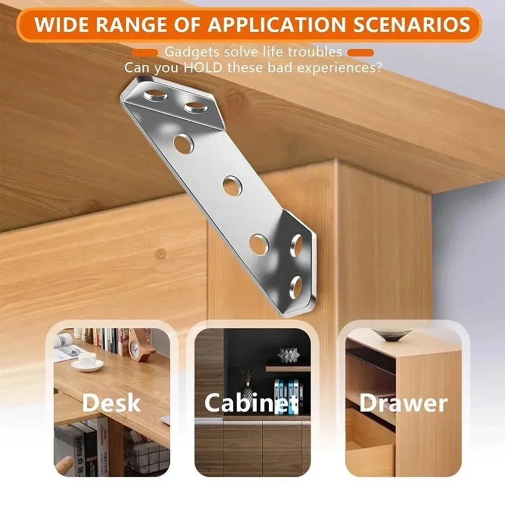 1-10PCS Corner Brackets Stainless Steel Furniture Angle Shelf Connector Cabinet Support Fixing Frame Corner Brace with Screw