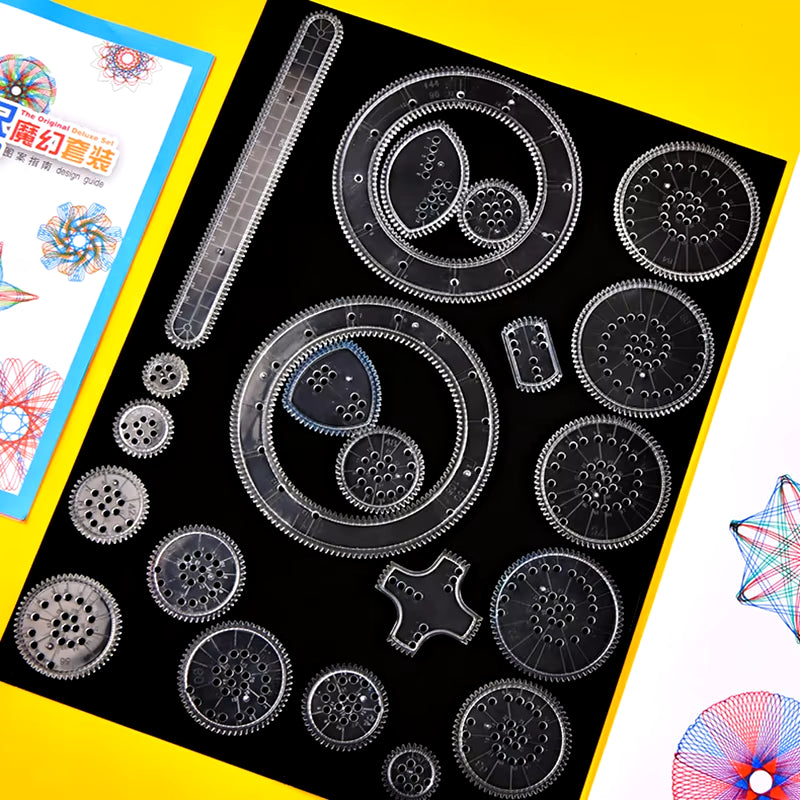 22Pcs Spirograph Drawing Toys Set Interlocking Gears Wheels Painting Drawing Accessories Creative Educational Toy Spirographs