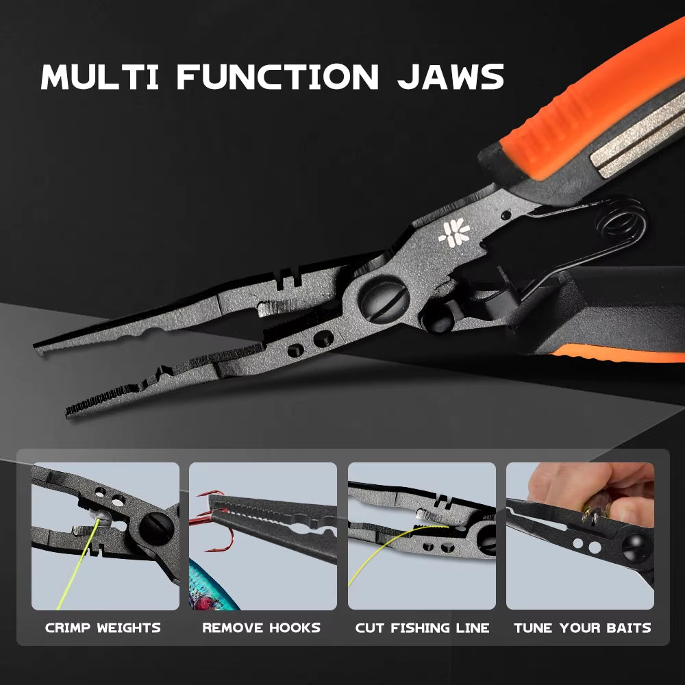 New Multifunction Cutthroat Fishing Pliers PTFE Coating Fishing Split Ring Pliers,2Cr13 Stainless Steel Fishing Tools