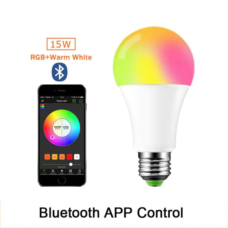 E27 RGB LED Bulb - 5W, 10W, 15W - Color Changeable RGBWW Lamp with IR Remote Control and Memory Function - 110V/220V
