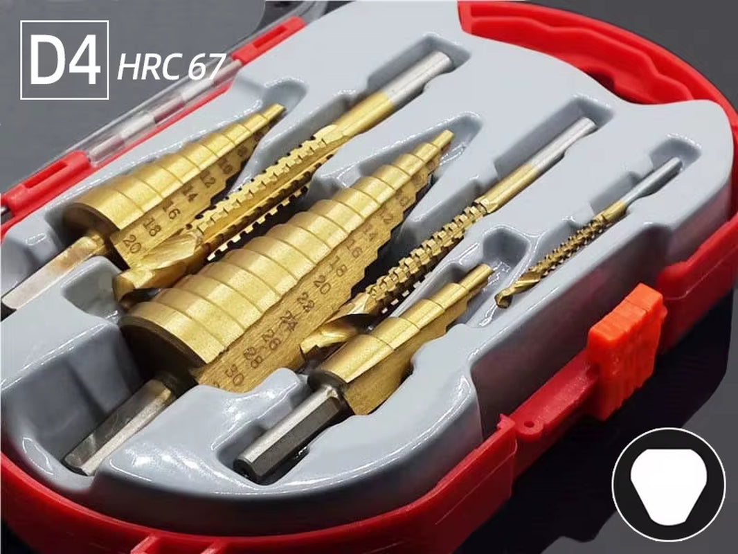 Step Drill Bit Saw Drill Bit Set Titanium 4-12 4-20 4-32Mm Wood Metal Hole Cutter Cone Drills Drilling Tool 3 6 8Mm Twist Drill