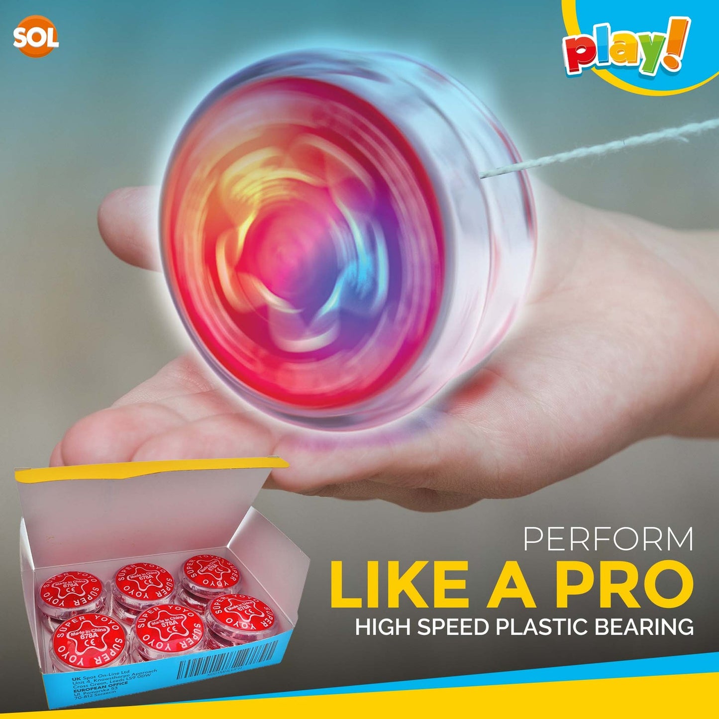 6-24 Professional Yoyo Light up Spinner Toy Pro Trick Flashing Clutch Yo Yo Kids