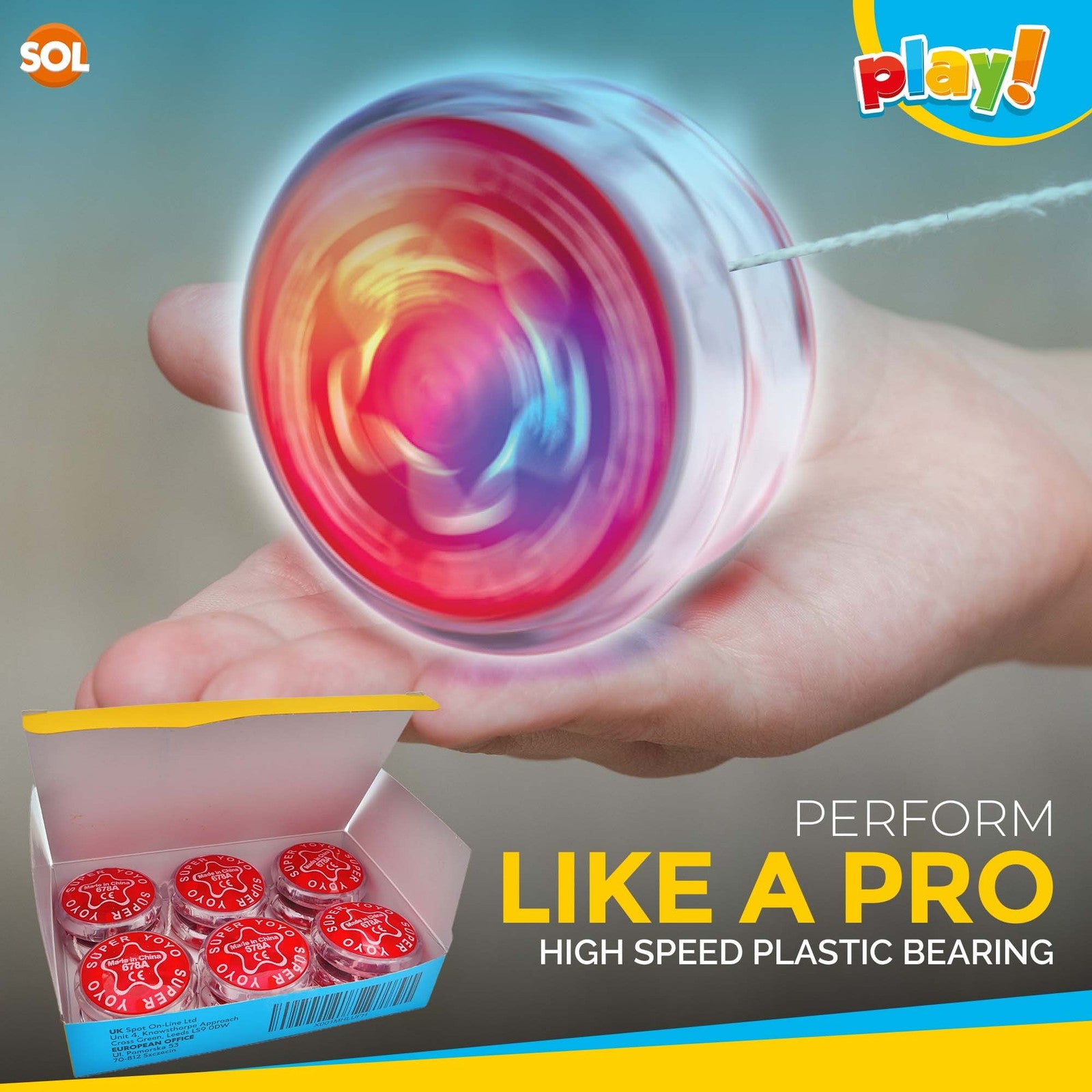 6-24 Professional Yoyo Light up Spinner Toy Pro Trick Flashing Clutch Yo Yo Kids