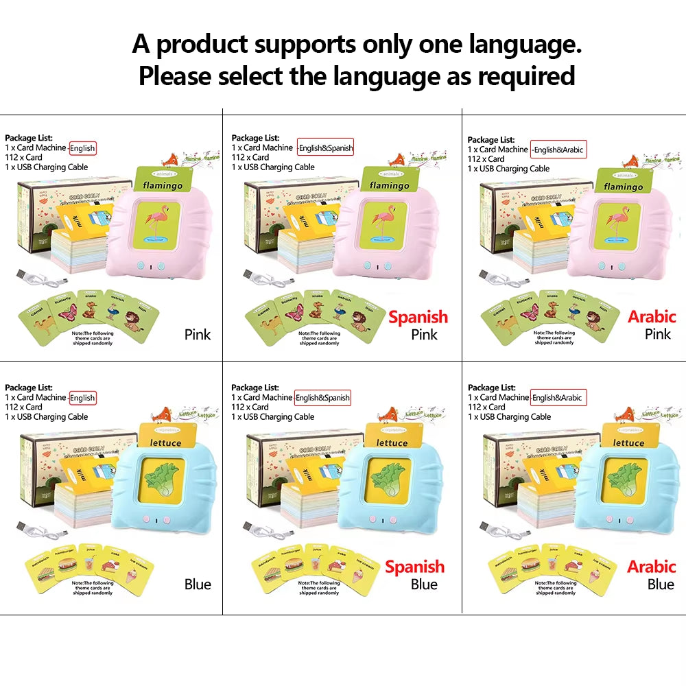 Early Education Flash Card Learning Toys Talking Flashcards for Kids Preschool English Electronic Audio Book Machine Gift