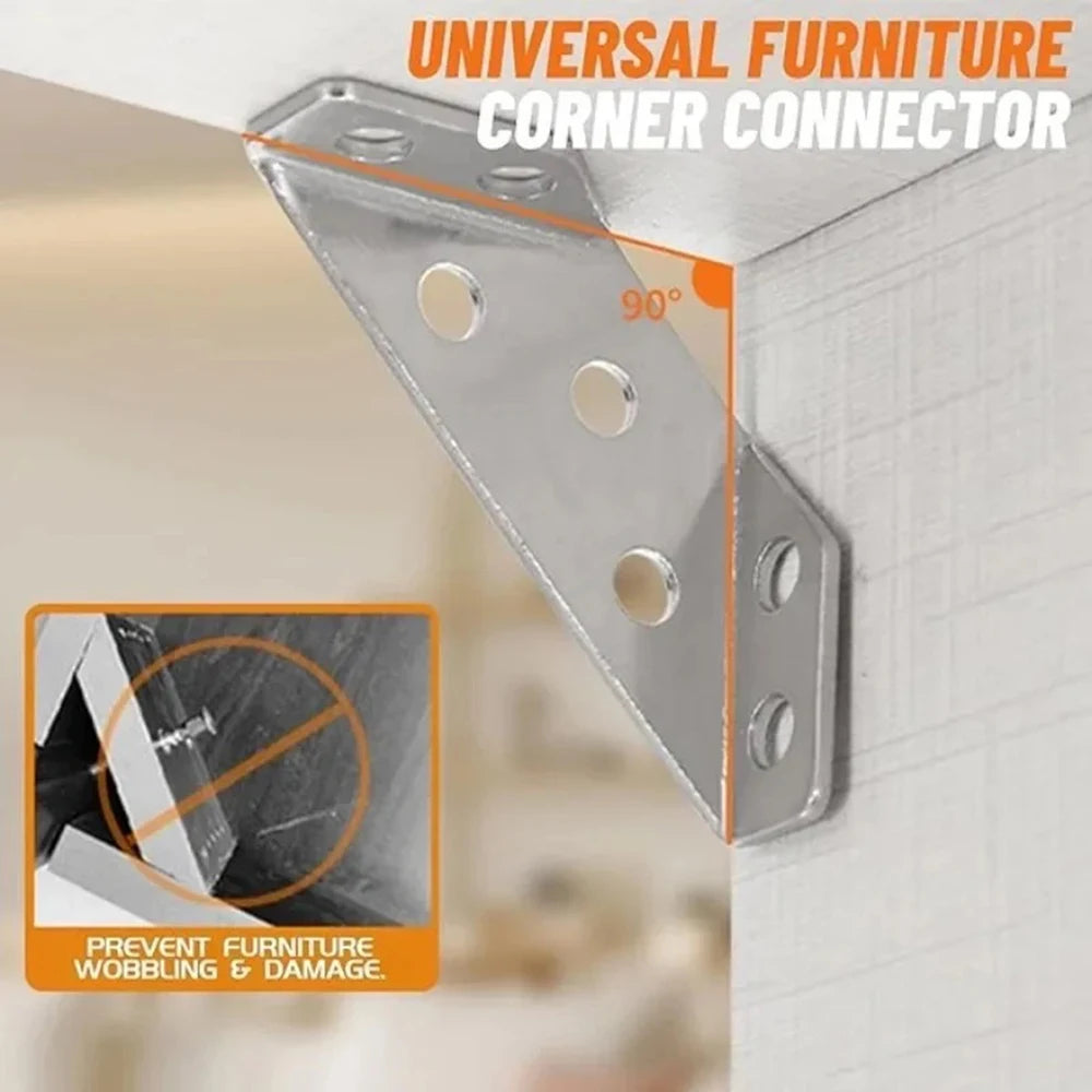 1-10PCS Corner Brackets Stainless Steel Furniture Angle Shelf Connector Cabinet Support Fixing Frame Corner Brace with Screw