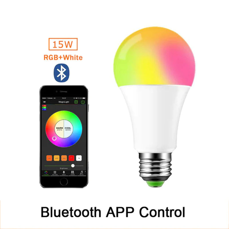 E27 RGB LED Bulb - 5W, 10W, 15W - Color Changeable RGBWW Lamp with IR Remote Control and Memory Function - 110V/220V