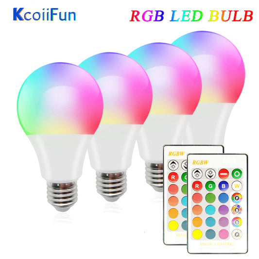 E27 RGB LED Bulb - 5W, 10W, 15W - Color Changeable RGBWW Lamp with IR Remote Control and Memory Function - 110V/220V