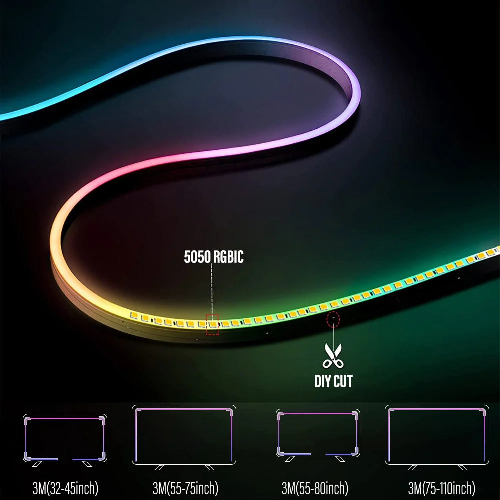 Illuminate Your Space with the RGBIC Neon Light: Smart WiFi-Enabled Rope Light for Customizable Music Sync and Ambient Decor