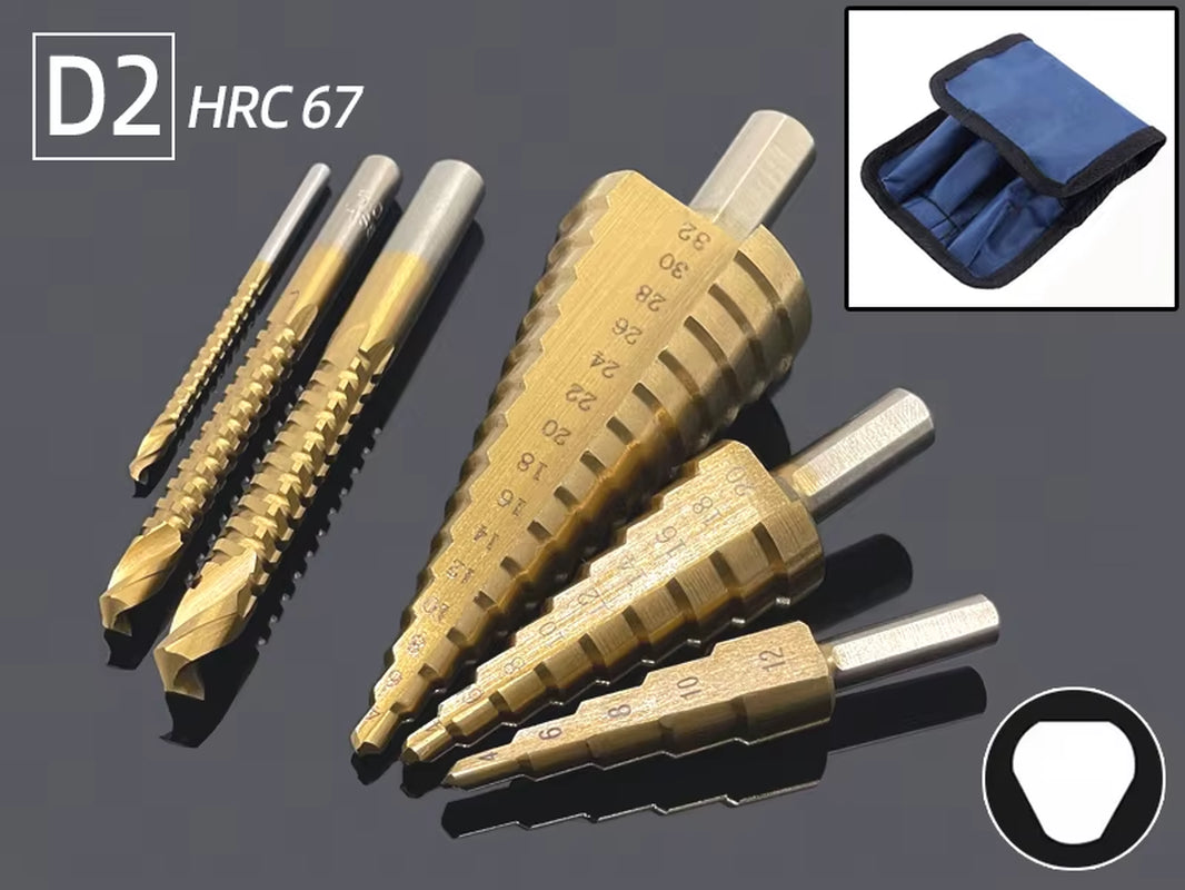 Step Drill Bit Saw Drill Bit Set Titanium 4-12 4-20 4-32Mm Wood Metal Hole Cutter Cone Drills Drilling Tool 3 6 8Mm Twist Drill