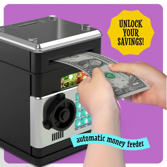 Piggy Bank for Boys Adults, Electronic ATM Coin Cash Bank with with Password Code Lock and Auto Grab Bill Slot, Large Capacity Coin Bank Money Jar for Adults, Designed for All US Coins