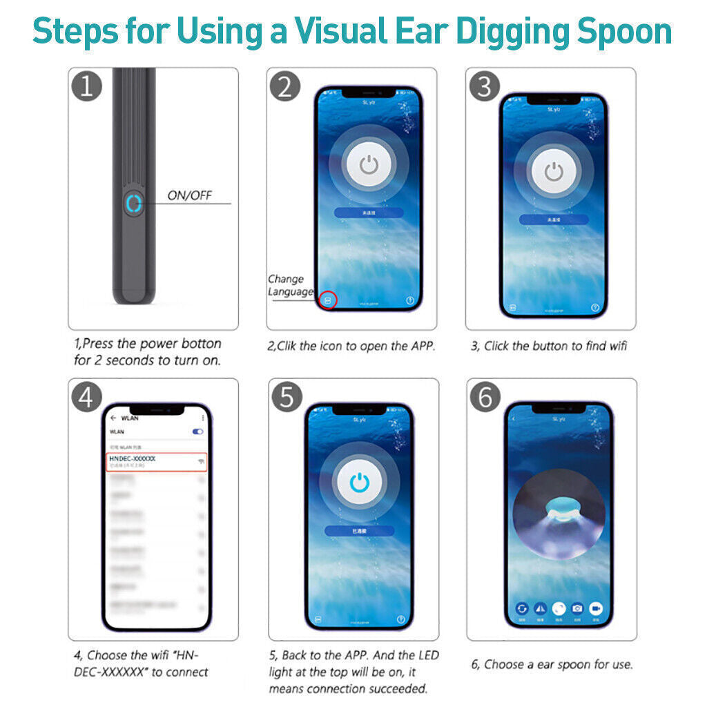Wireless Ear Wax Remover, Camera HD Ear Endoscope Spoon Pick Cleaning Tools Kit