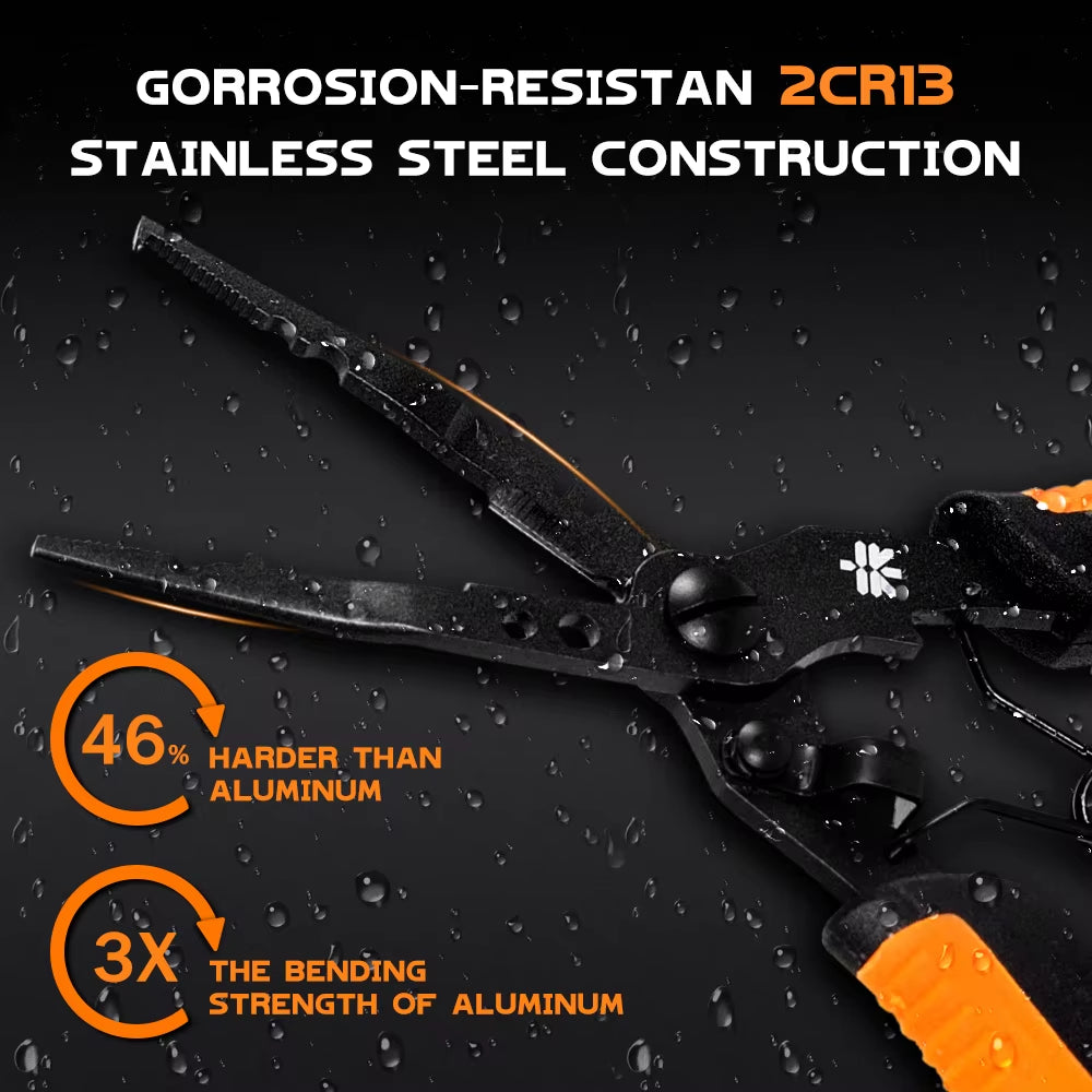 New Multifunction Cutthroat Fishing Pliers PTFE Coating Fishing Split Ring Pliers,2Cr13 Stainless Steel Fishing Tools