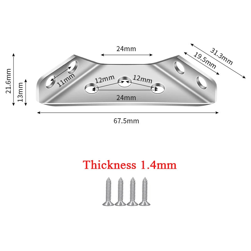 1-10PCS Corner Brackets Stainless Steel Furniture Angle Shelf Connector Cabinet Support Fixing Frame Corner Brace with Screw