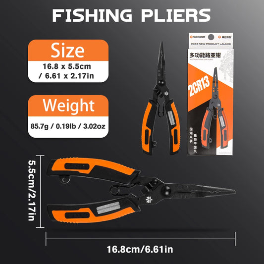 New Multifunction Cutthroat Fishing Pliers PTFE Coating Fishing Split Ring Pliers,2Cr13 Stainless Steel Fishing Tools