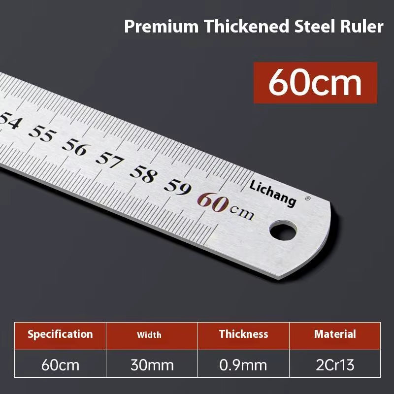 1Pcs 15/20/30/40/50/60100Cm Stainless Steel Metal Straight Ruler for Home School Precision Measuring Tool Drawing Tool Supplies
