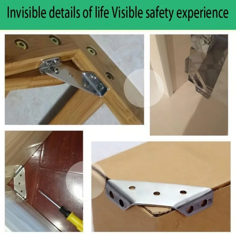 1-10PCS Corner Brackets Stainless Steel Furniture Angle Shelf Connector Cabinet Support Fixing Frame Corner Brace with Screw