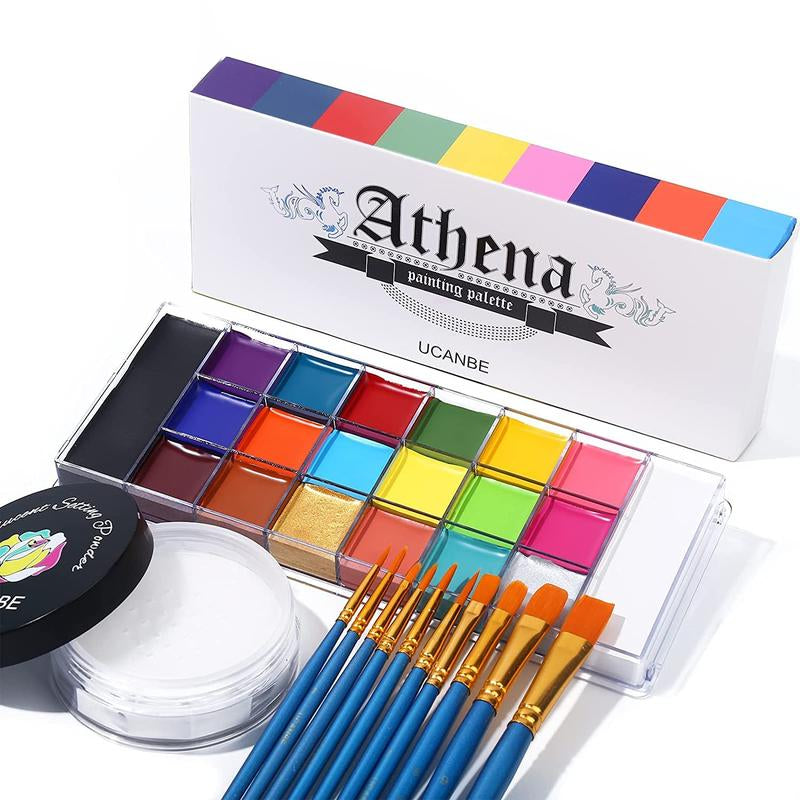 UCANBE Athena Face and Body Oil Paint Palette, Professional and Safe Non-Toxic Tattoo Halloween Special Effects Party Makeup Kit for Kids and Adults.