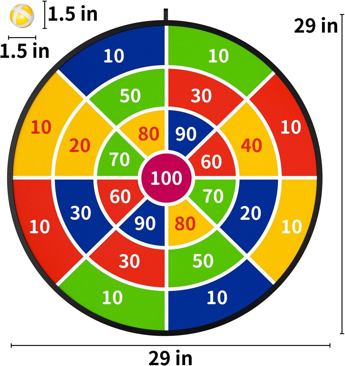 29" Large Dart Board for Kids, Boys Toys Dartboards with 20 Velcro Sticky Balls, Indoor & Outdoor Sport Fun Party Play Game Toys, Birthday Kids Gift Boys Girls 3 4 5 6 7 8 9 10 11 12 Years Old