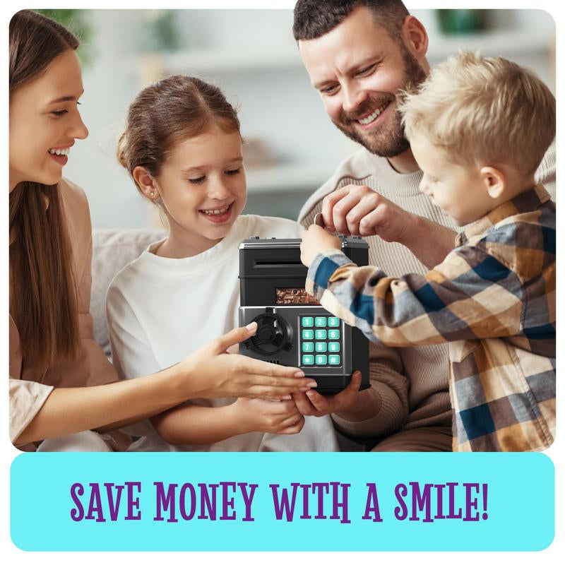 Piggy Bank for Boys Adults, Electronic ATM Coin Cash Bank with with Password Code Lock and Auto Grab Bill Slot, Large Capacity Coin Bank Money Jar for Adults, Designed for All US Coins