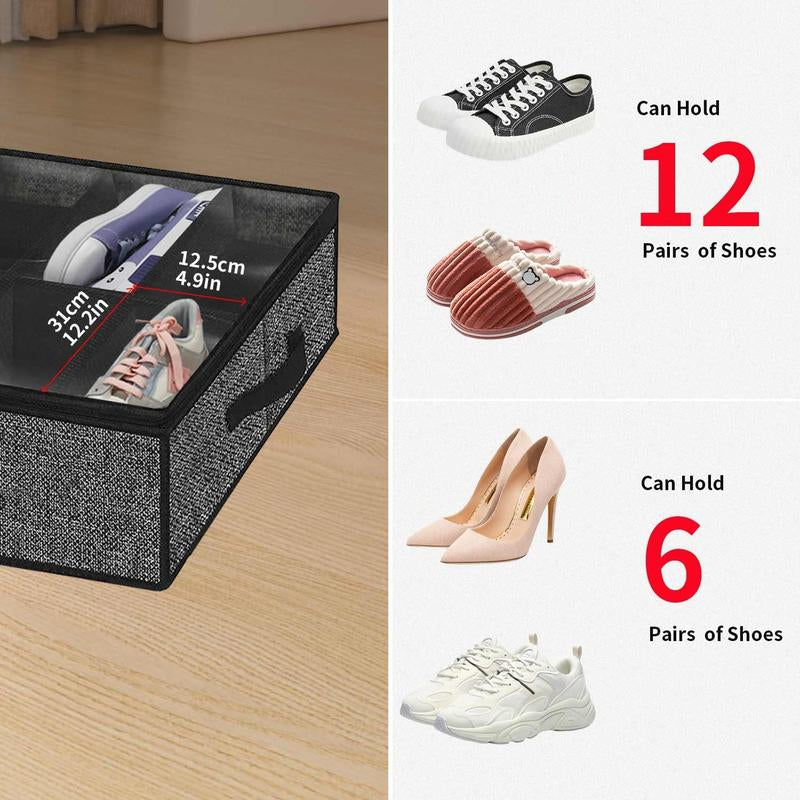 2-Piece under Bed Shoe Storage Compartment Wardrobe under Bed Shoe Storage Bag with Sturdy Side Walls and Reinforced Handles Organiser Racks