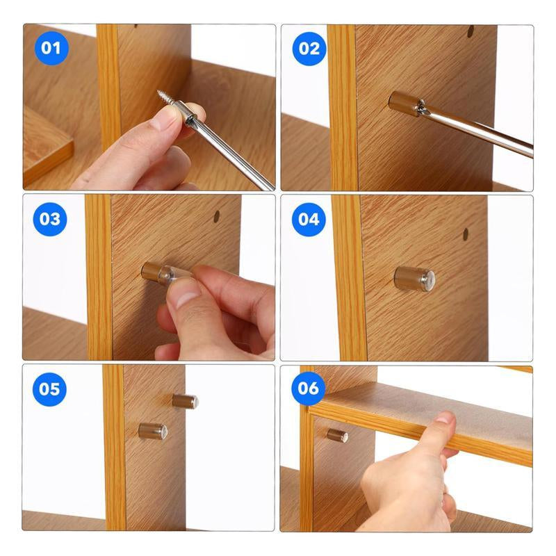 40Count Self-Tapping Screws,Shelf Support Pegs,Shelf Pins with Non-Slip Sleeve,Cabinet Shelf Pegs for Kitchen Utensils,Bookcases and Wardrobes,Fixed Support Self-Tapping Cross Screw.