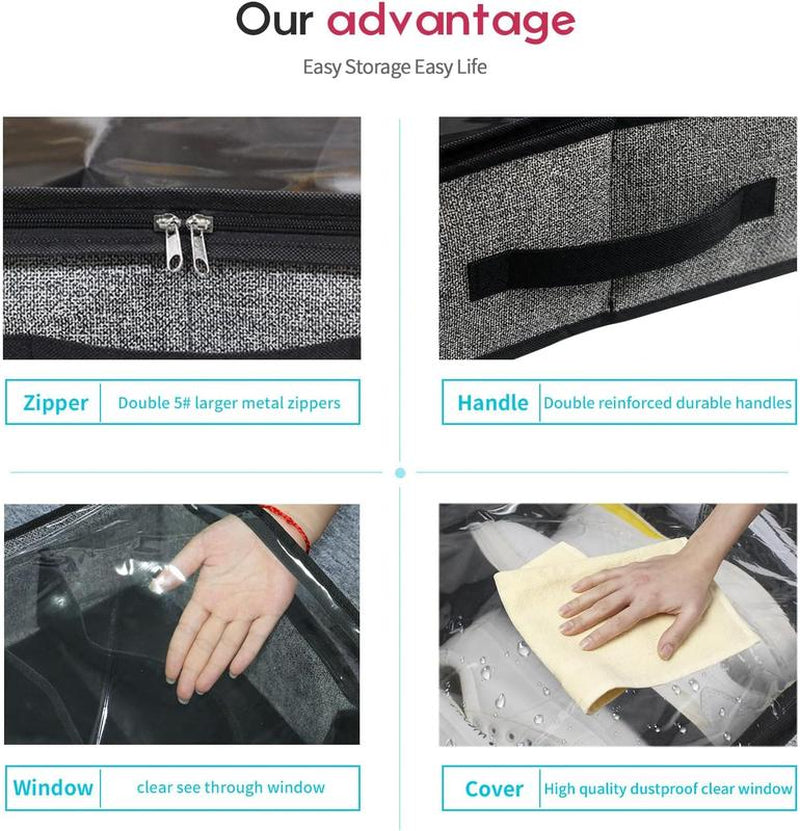 2-Piece under Bed Shoe Storage Compartment Wardrobe under Bed Shoe Storage Bag with Sturdy Side Walls and Reinforced Handles Organiser Racks