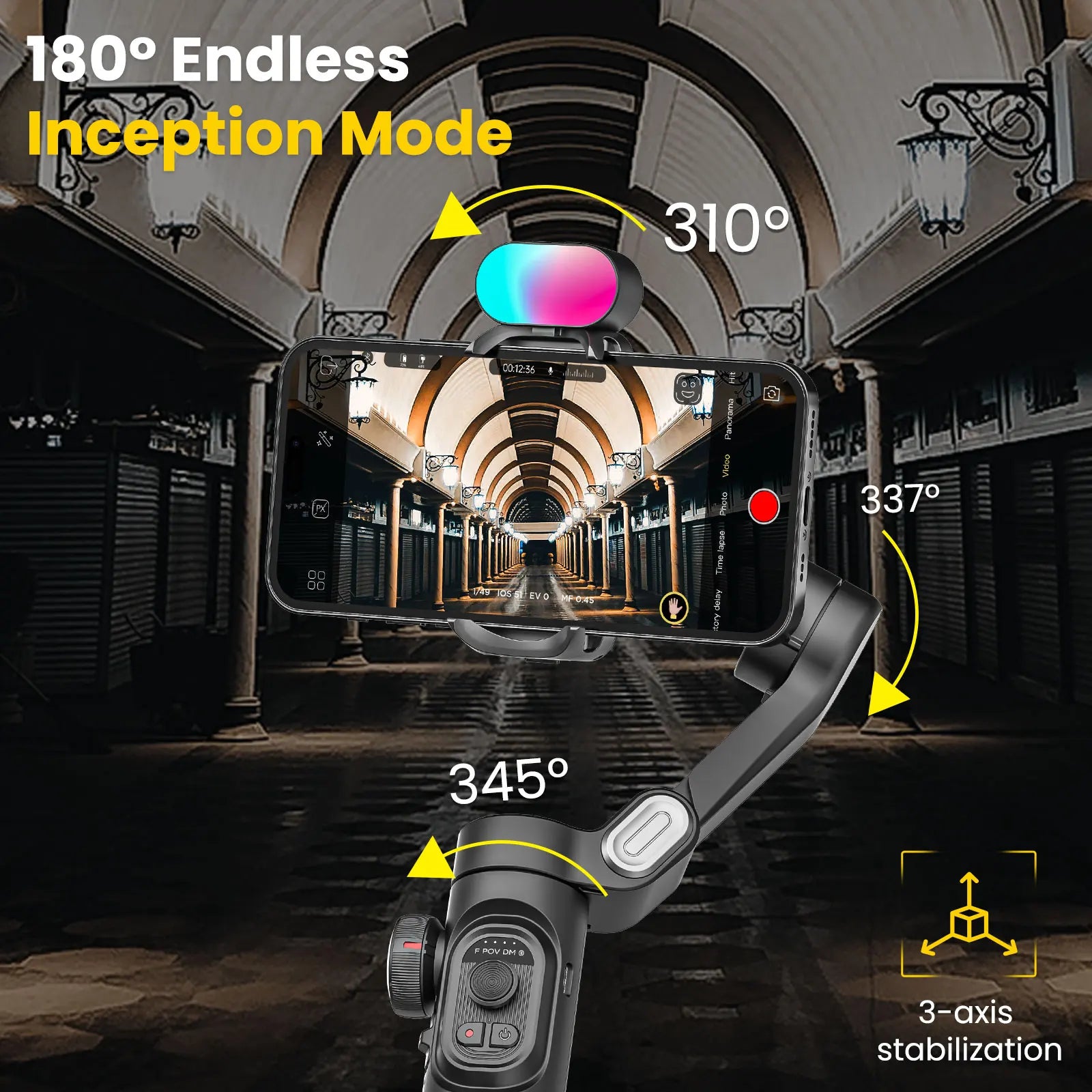 Smart XE Combo Phone Gimbal Stabilizer with Extension Rod 3-Axis Phone Gimbal Stabilizer for Iphone and Android Phone