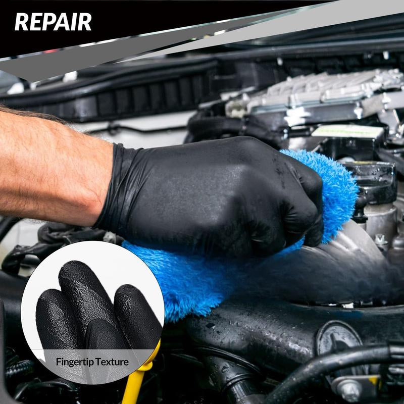 PROMEDIX P Heavy Duty Nitrile Gloves,6Mil-100 Count,Black Disposable Cooking Gloves,Latex Free,Powder Free Reusable Pet Hair Remover Glove Mil Sterile Wet & Dry Mop Pads Powder-Free