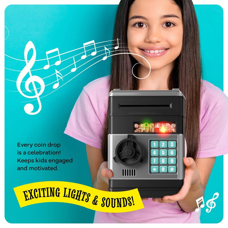 Piggy Bank for Boys Adults, Electronic ATM Coin Cash Bank with with Password Code Lock and Auto Grab Bill Slot, Large Capacity Coin Bank Money Jar for Adults, Designed for All US Coins