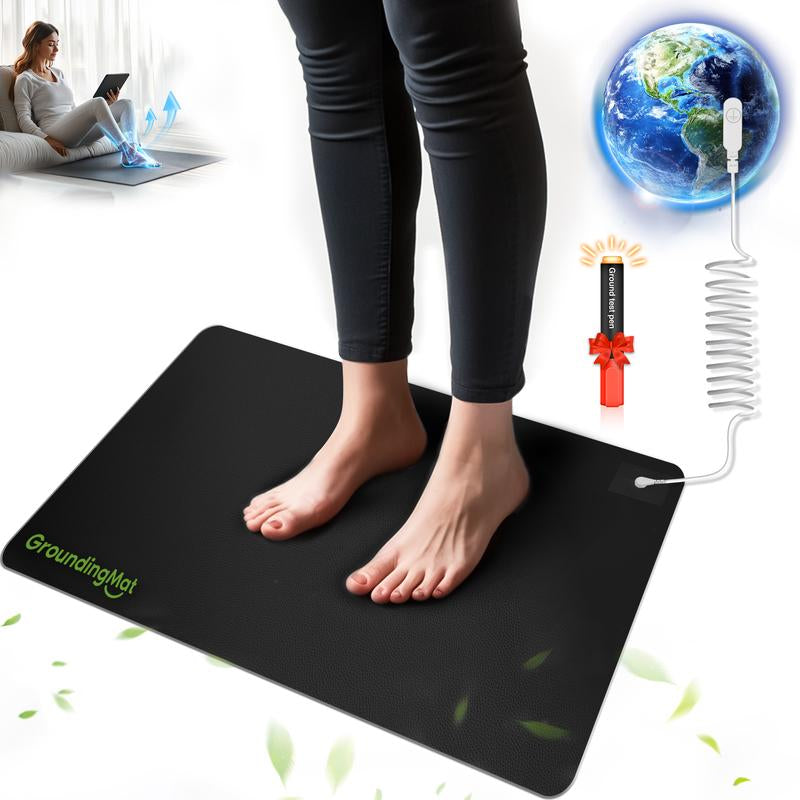 Groundbam Grounding Mat for Sleep,Earthing Mat,Black Non Slip PU Leather Grounding Mattress with Grounding Cord,Grounding Pad for Home Office