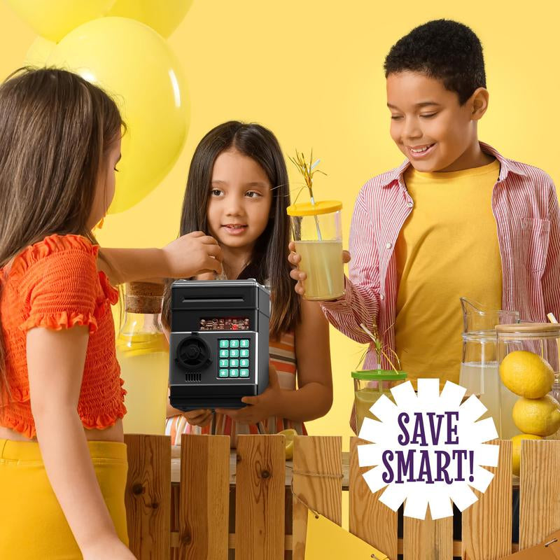 Piggy Bank for Boys Adults, Electronic ATM Coin Cash Bank with with Password Code Lock and Auto Grab Bill Slot, Large Capacity Coin Bank Money Jar for Adults, Designed for All US Coins