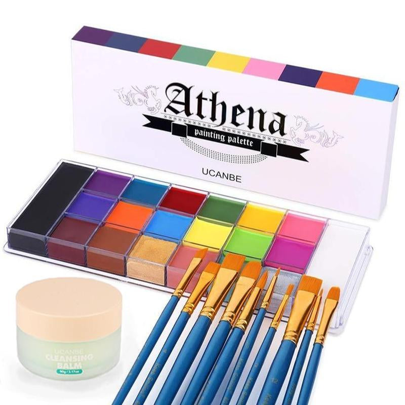 UCANBE Athena Face and Body Oil Paint Palette, Professional and Safe Non-Toxic Tattoo Halloween Special Effects Party Makeup Kit for Kids and Adults.