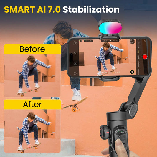Smart XE Combo Phone Gimbal Stabilizer with Extension Rod 3-Axis Phone Gimbal Stabilizer for Iphone and Android Phone