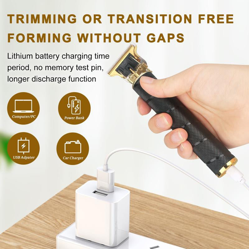 Rechargeable T-Blade Hair Clippers for Men,Approached Zero Gapped Hair Trimmer,Home Hair Cutting Cordless Grooming Kit.