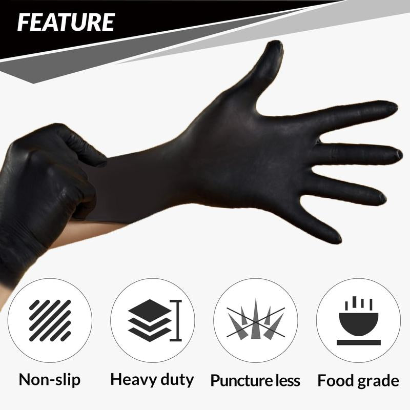PROMEDIX P Heavy Duty Nitrile Gloves,6Mil-100 Count,Black Disposable Cooking Gloves,Latex Free,Powder Free Reusable Pet Hair Remover Glove Mil Sterile Wet & Dry Mop Pads Powder-Free