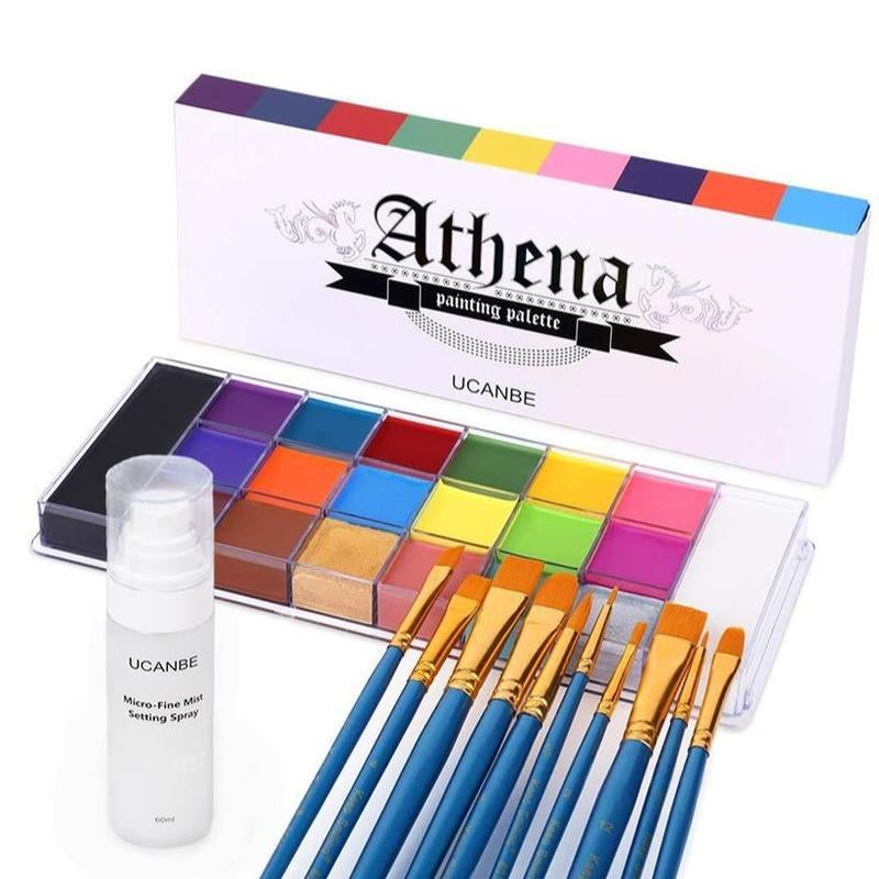 UCANBE Athena Face and Body Oil Paint Palette, Professional and Safe Non-Toxic Tattoo Halloween Special Effects Party Makeup Kit for Kids and Adults.