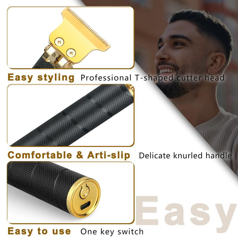 Rechargeable T-Blade Hair Clippers for Men,Approached Zero Gapped Hair Trimmer,Home Hair Cutting Cordless Grooming Kit.