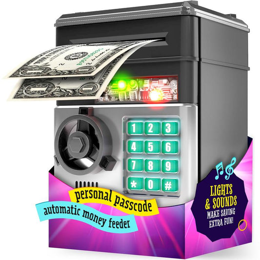Piggy Bank for Boys Adults, Electronic ATM Coin Cash Bank with with Password Code Lock and Auto Grab Bill Slot, Large Capacity Coin Bank Money Jar for Adults, Designed for All US Coins