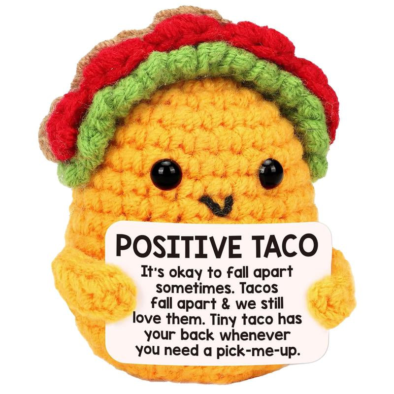 Crochet Emotional Support Positive Energy Handmade Crafts Creative & Cute Funny Playful Crochet Pieces Birthday Gifts Party Decorations with Positive Uplifting Messages - Artificial