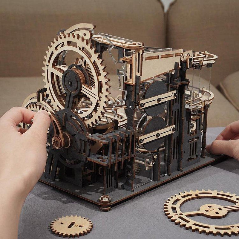 【Self-Assembly Puzzle】Rokr 3D Wooden Puzzles for Adults Marble Run Model Building Kit(Lga01 Marble Night City)