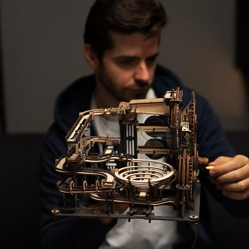 【Self-Assembly Puzzle】Rokr 3D Wooden Puzzles for Adults Marble Run Model Building Kit(Lga01 Marble Night City)